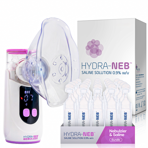 Hydra-Neb Portable Mesh Nebulizer + FREE Saline Solution 0.9%